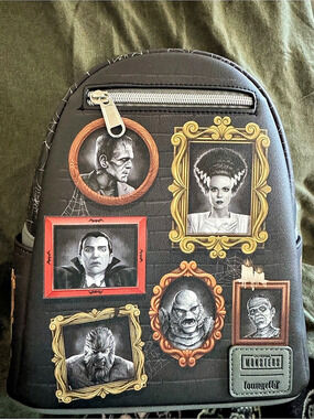 Loungefly Universal Monsters Frame Portraits Mini Backpack Black & Gray
